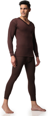 house of common Men V Neck Thermal Top & Pyjama Set Men Top - Pyjama Set Thermal
