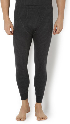 VAN HEUSEN Men Grey Solid Antibacterial Snug Fit Thermal Bottom Men Pyjama Thermal