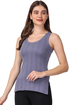RAVIA Women’s Striped Soft & Warm Polycotton Sleeveless Thermal Top - RA0011 Women Top Thermal