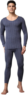 Wearslim Cotton Quilted Winter Lightweight Thermal Underwear for Men with Fleece Lined Men Top - Pyjama Set Thermal