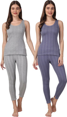 HoBsuns HoBsuns Women Soft-Warm Polycotton Sleveeless Thermal Top And Pyjama Set|HBT0049 Women Top - Pyjama Set Thermal