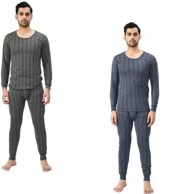 Indistar Men Solid Wool warm Tops and Solid Wool Warm Pyjama Set Men Top - Pyjama Set Thermal