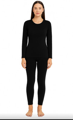 LS MODA LS Moda women thermal set black top & pyjama Women Top - Pyjama Set Thermal