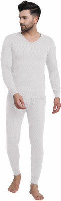 Light Pure Light Pure Mens Soft Cotton Fleece Thermal White Suit Men Top - Pyjama Set Thermal