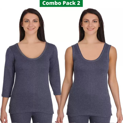 BODYSHINE WOMEN THERMAL 3/4 SLEEVE TOP + SLEEVELESS SANDO Women Top Thermal