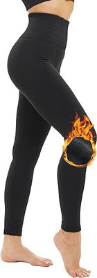 JMT Wear Women's Fleece Leggings with Extra Wide Band - Black - One Size Women Pyjama Thermal