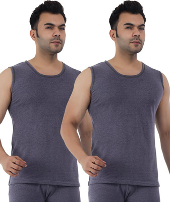 Selfcare Selfcare Men Soft Polycotton Lycra Solid Thermal Sleeveles Round Neck Top|SW1050 Men Top Thermal