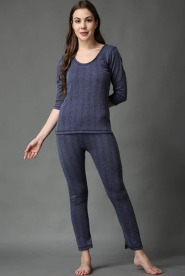 EUER Women Thermal Set Women Top - Pyjama Set Thermal