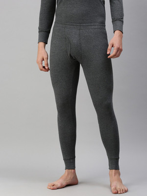 ONN ONN Men's Black Melange Solid Cotton Thermal Trouser Men Pyjama Thermal