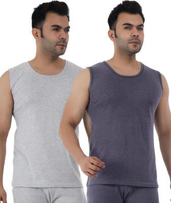 Selfcare Men Soft Polycotton Lycra Solid Thermal Sleeveles Round Neck Top|SW1046 Men Top Thermal