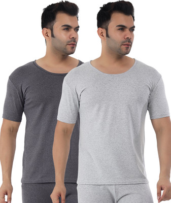 Selfcare Selfcare Men Polycotton Lycra Solid Thermal Half Sleeve Round Neck Top|SW1102 Men Top Thermal