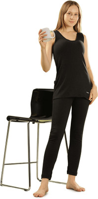 Dollar Ultra Dollar Ultra Thermal Solid Sleeveless Round Neck Women Top & Pyjama Set Women Top - Pyjama Set Thermal