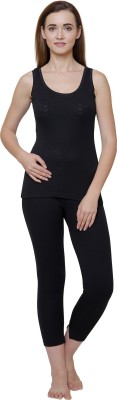 Bodycare Insider Black Solid Thermal Women Top Thermal