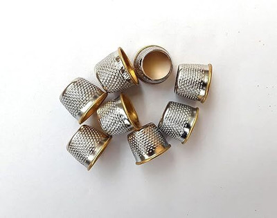 Manvikram 1 MKRM Finger Shield - Pack Of 12 - Sewing Finger Thimble - Metal(15 mm Pack of8)