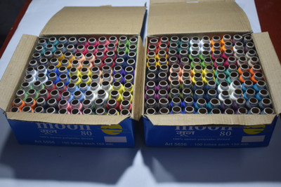 Ahom Pack of 100 pcs 150 Meter each Polyester Sewing Threads M=0A-28 Thread Pick(Pack of 100)