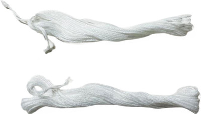 anilStore Pack of 2 White Cotton Long Janau for Pooja /Janeu/ White Thread Thread Pick(Pack of 2)