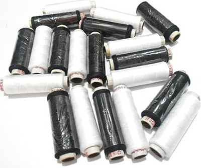 The Giftery WHITE &BLACK Thread(300 m Pack of25)