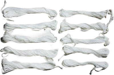 anilStore 10 White Cotton Long Janau / Janeu with Yellow Liquid Chandan Tilak Free Thread Pick(Pack of 10)