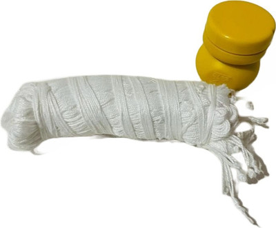 anilStore White Cotton Long Janau /Janeu Size with Yellow Liquid Chandan Tilak free Thread Pick(Pack of 20)