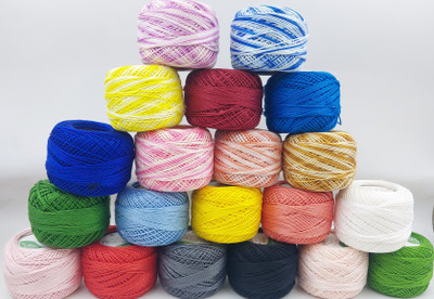 ARTPARASITE Anchor Cotton Assorted Shaded Balls Embroidery Thread Balls Size 8 Pearl Balls Thread(80 m Pack of20)