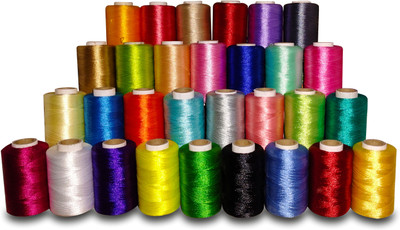 DOMICK Polyester Silk Each roll 900m for Jewellery-Tassel Making- Embroidery-Crafts, Thread(900 m Pack of30)