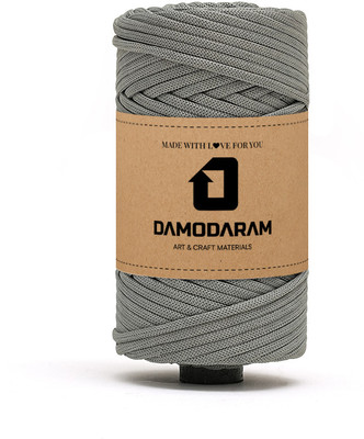 DAMODARAM 3mm PP Macrame Thread Cord Dori For Art Craft & DIY Projects 50 MTR Light Grey Thread(50 m Pack of1)