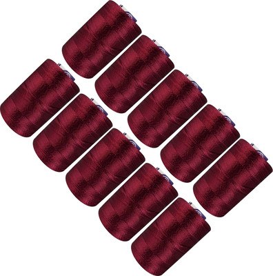 DOMICK Poly Silk Embroidery Threads, Tassel Luster, Jewellery Making Project Maroon Thread(900 m Pack of10)