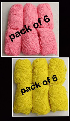 JOEJOE Baby Pink - 6 & Yellow - 6 Thread(100 m Pack of12)