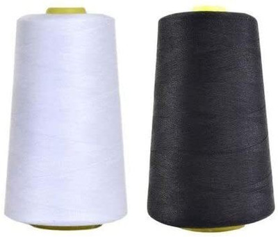 ARTPARASITE White and Black Strong and Cotton Polyester Sewing Thread Spool for Sewing Thread(10000 m Pack of1)