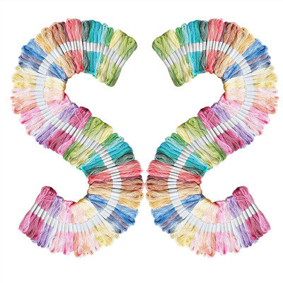 ZOOHI 100 Pcs Pastel Color Cotton Embroidery Skeins Floss Sewing Kit Combo Pack Thread(7.5 m Pack of100)
