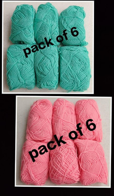 JOEJOE Fruit Green - 6 & Baby Pink - 6 Thread(100 m Pack of12)