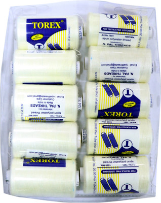 TOREX 3 Ply polyester sewing & stitching box of Cream color Thread(1000 m Pack of10)