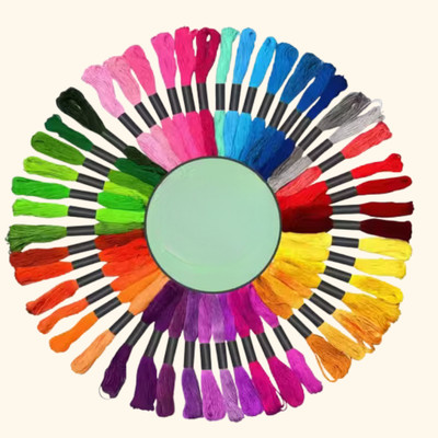 KHUSHA CREATIONS Set of 50 Multicolor Threads For Embroidery & DIY Craft Thread(7 m Pack of50)