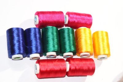 Vradah Red, Green, Pink, Yellow, Blue Thread(90 m Pack of10)