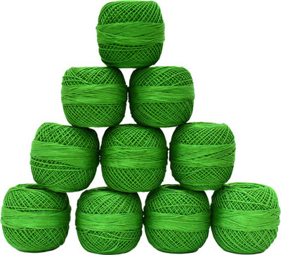 Embroiderymaterial Parrot Green Crochet Cotton Thread(130 m Pack of10)