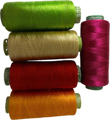 manrish 5 Pcs Silk Thread For Jewellery,Tassel,Embroidery,Crafts/ShinySoft Thread spools Thread(5000 m Pack of5)