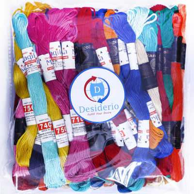 DESIDERIO Cotton Thread for embroidery Craft and kniting Work Multicolor Thread(8 m Pack of25)