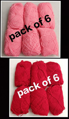 JOEJOE Baby Pink - 6 & Dark Red - 6 Thread(100 m Pack of12)