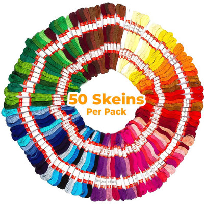 ZIBELL Embroidery Threads 50 Skeins per Pack Embroidery Floss Cross Stitch Thread Thread(8 m Pack of50)