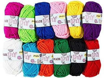 manrish 12Pcs Wool Ball Hand Knitting Yarn/Socks Making/Crochet Hook Yarn/Craft/DIY Thread(50 m Pack of12)