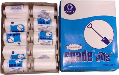 Coats SPADE 800 METER THREAD | WHITE COLOUR | 2 PLY THREAD Thread(800 m Pack of10)