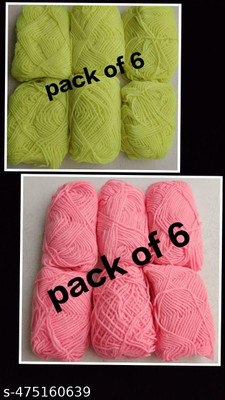 JOEJOE Lemon Yellow - 6 & Baby Pink - 6 Thread(100 m Pack of12)