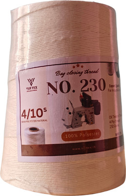 viji tex 4 PLY POLYESTER BAG CLOSING WHITE THREAD, MILK WHITE Thread(920 m Pack of6)