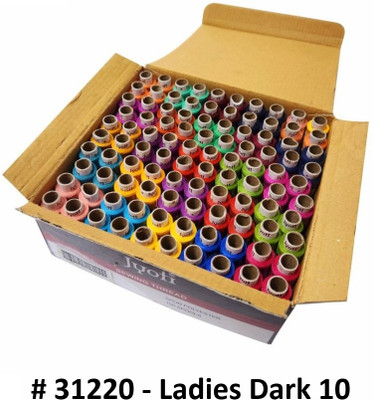 Jyoti Sewing Thread Polyester, 2 Ply/52 Count, Lubrication Dhaga, Ladies Dark 10, Thread(180 m Pack of100)