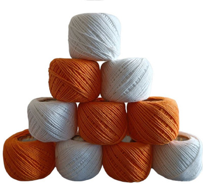 SHOPOBOX ORANGE+WHITE Thread(30 m Pack of10)