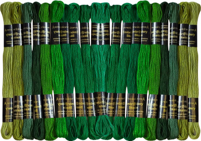 DOMICK Embroidery Thread Floss Skeins 7.5 Meter 6 Ply, 10 Color 50 pcs Green Shade Thread(7.5 m Pack of50)