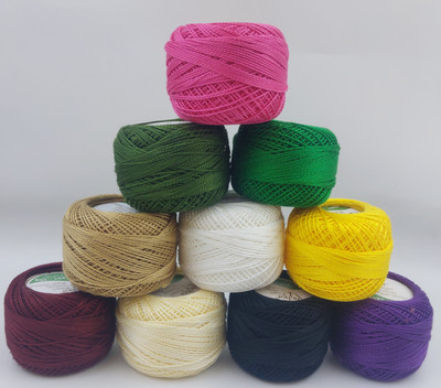 ARTPARASITE Cotton Balls Crochet Embroidery Thread Balls Size 8 Pearl Cotton 10 Grams Each Thread(90 m Pack of10)