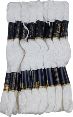 ARTPARASITE Anchor Embroidery Floss Skeins for Friendship Bracelets Cross Long Stich White Thread(8 m Pack of10)