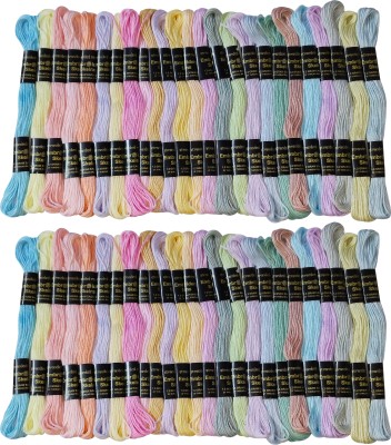 DOMICK Embroidery Thread Floss Skeins 7.5 Meter 6 Ply, 25 Color 50 pcs Water Base Shade Thread(7.5 m Pack of50)