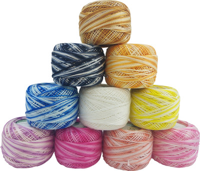 ARTPARASITE Size 8 Cotton Pearl Thread Balls Premium Shaded Colors for Crochet Thread(80 m Pack of10)